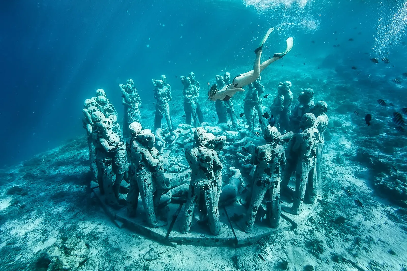 under water statue